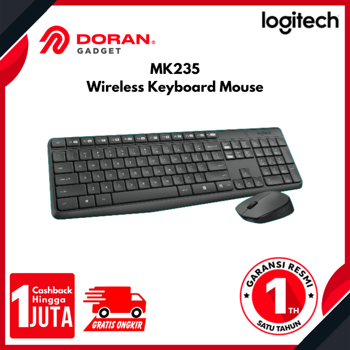 Gambar Logitech Keyboard Combo MK235 - Mouse Wireless - Garansi Resmi 3 Tahun dari Doran Gadget Official Kota Surabaya Tokopedia