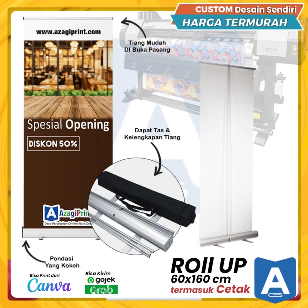 Roll Up Banner Albatros  Ukuran 80 x 200 cm Murah Azagi Print