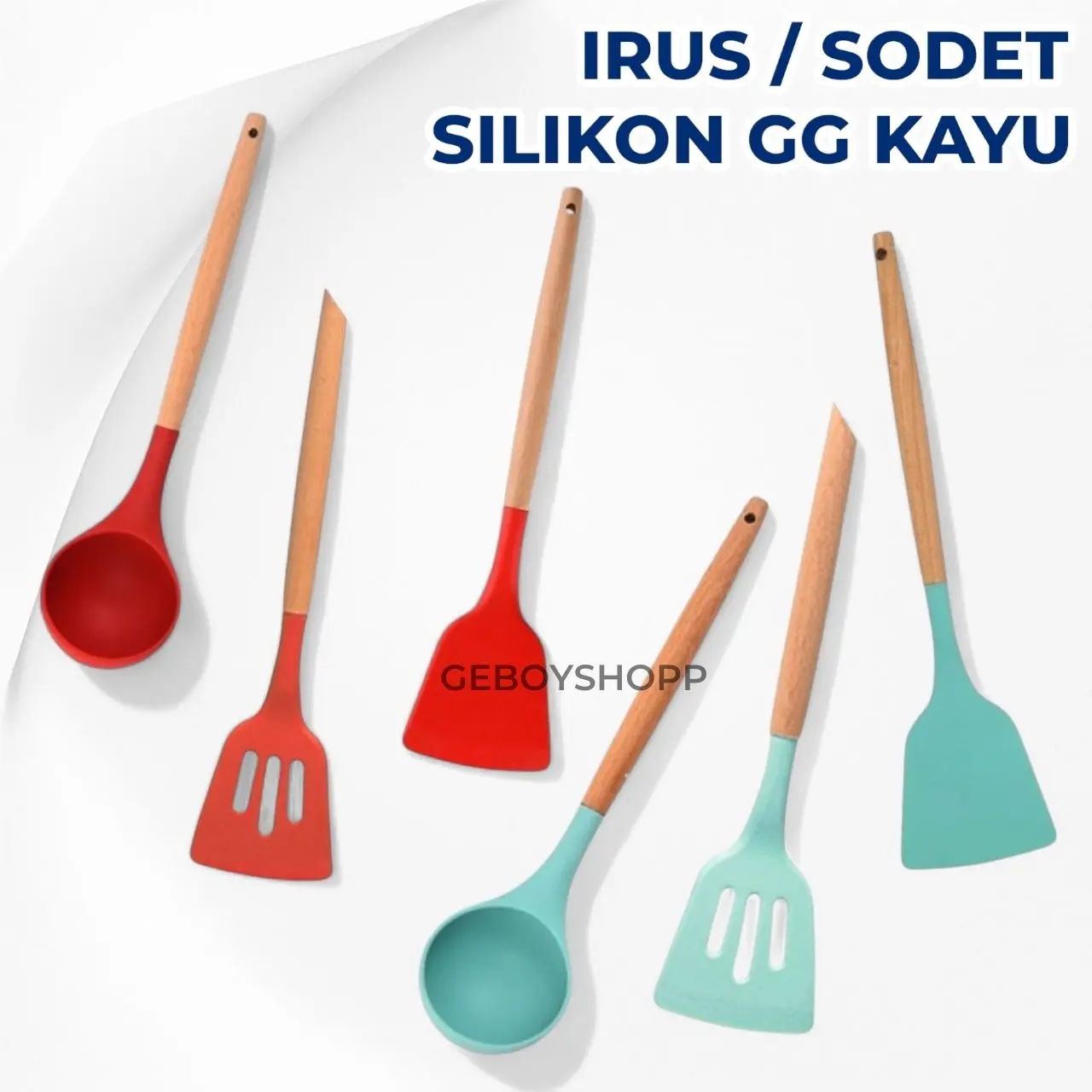 Spatula Silikon Anti Panas / Sutil Silikon Gg Kayu 100% Tahan Panas