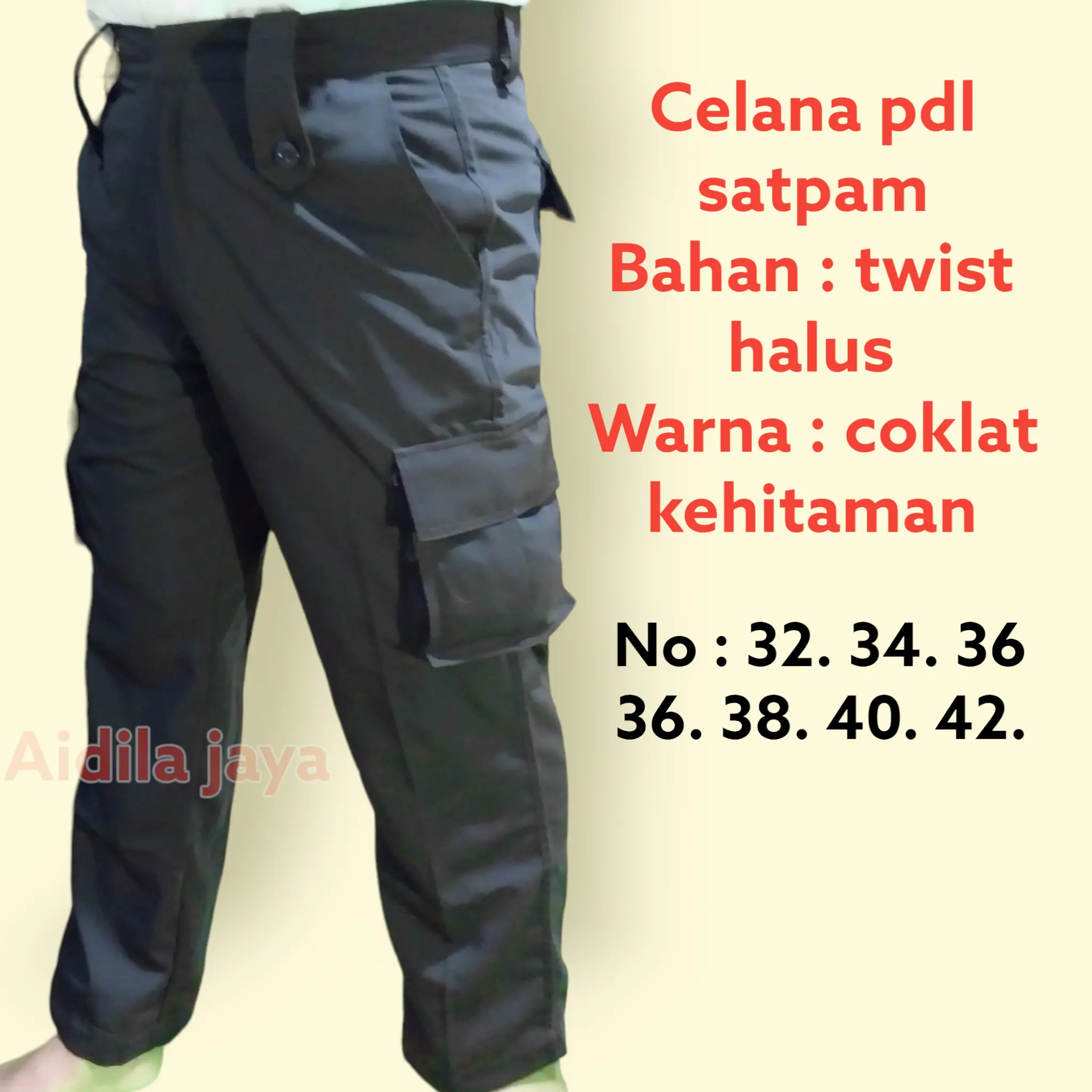 CELANA PDL SATPAM COKLAT TUA BARU BAHAN HALUS TWIST