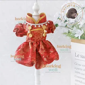 Baju Anjing Kucing - HUAN Qipao Cheongsam Baju Imlek Anjing Kostum CNY