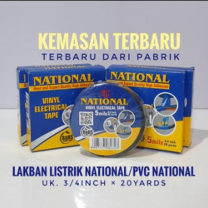 Gambar NATIONAL isolasi listrik HITAM PVC 3/4" x 20yard vynil electrical tape dari Ju shop Kota Surabaya Tokopedia