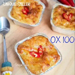 [Isi100] Aluminium Foil Pastel Tutup OX 100 / Alufoil Tray OX 100 tanpa tutup / Alufoil Cup Kotak 7x7 OX100