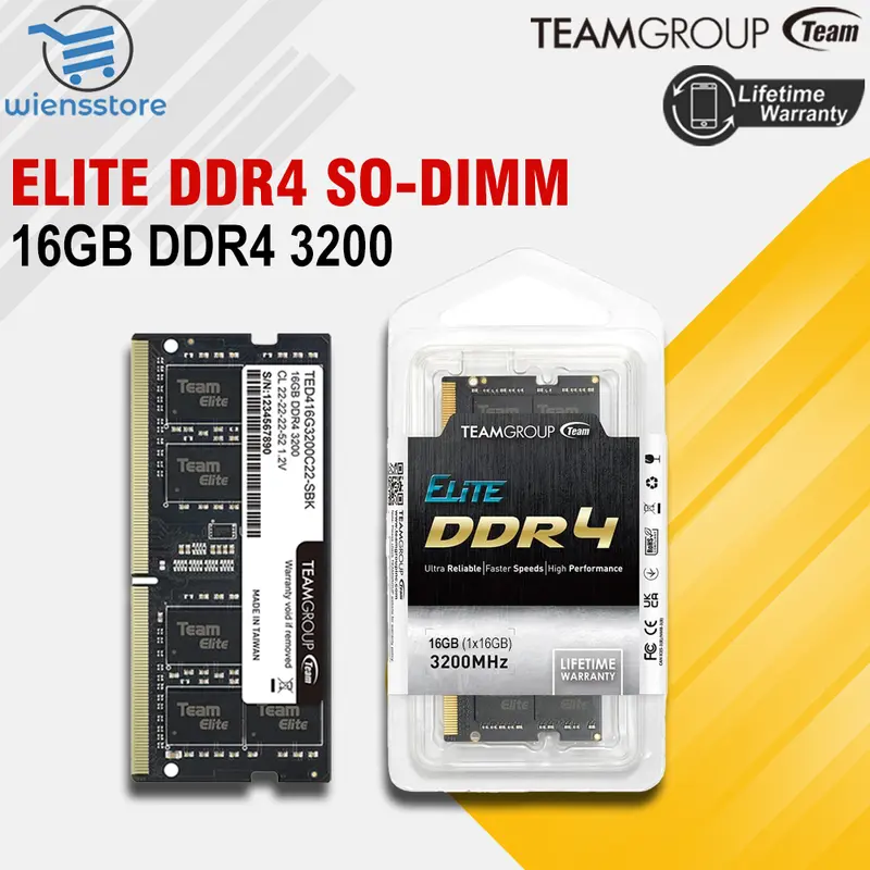 Team Elite 16GB DDR4 PC 3200 Sodimm - Memori Ram Laptop 0