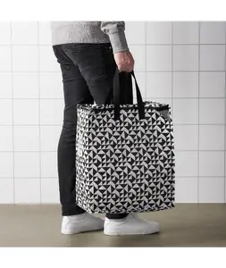 Tas Belanja Resleting Kantong Laundry Bag Travel bag Hitam Putih Berpola
