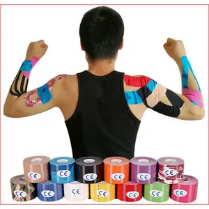 Kinesio Tape Perban Elastis Band Plester Terapi Pereda Nyeri Otot Lengan Tangan Siku Pundak Punggung Paha Kaki Pria Wanita Sport Olahraga Voli Basket Bulutangkis Lari Running Ukuran 5cm x 5m Roll / Kinesiology Tapping Perban Peredam Otot Sendi Lutut Kaki