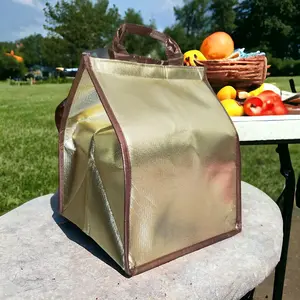 Tas Thermal Cooler Bag Cocok Untuk Piknik - GOLD - 28x28x35 cm - Tahan dingin / panas Take away