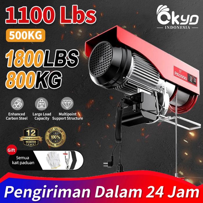 Promo Electric Hoist Wire Rope Katrol Mini Listrik Panjang 20M Indoor ...