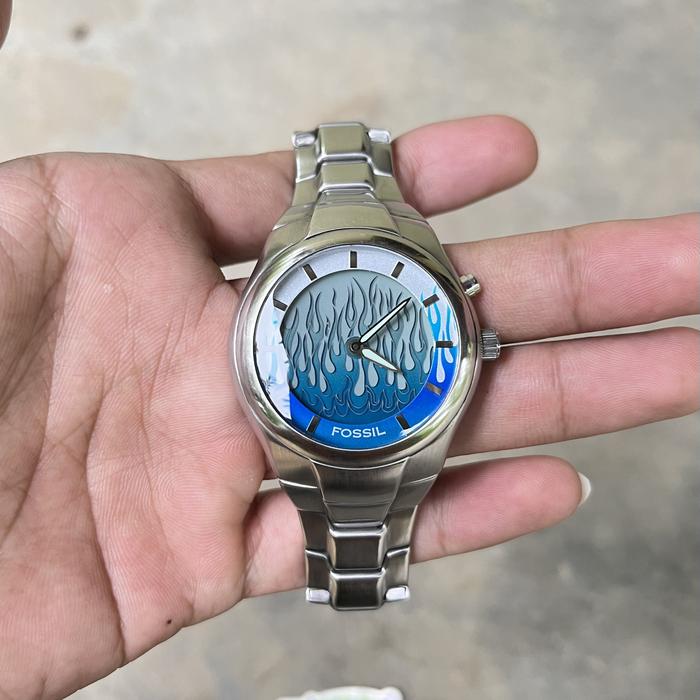 Jual Vintage FOSSIL BIG TIC BLUE FLAME watch, jam FOSSIL BIGTIC 