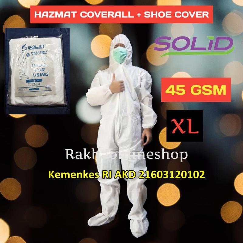 termurah Baju APD Hazmat Coverall 45 gsm lengkap dengan Shoe Cover ...