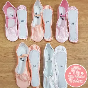 Sepatu Ballet Anak Satin Chandra ORI Full Sole ukuran BESAR- Satin Ballet Shoes