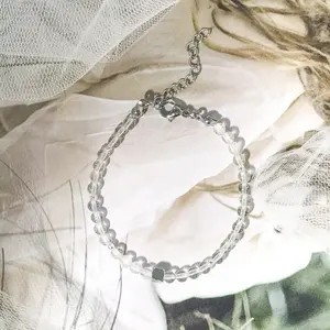 Stone Bracelet Spacer (Round Cube) - Natural Neutral Tone (Silver)