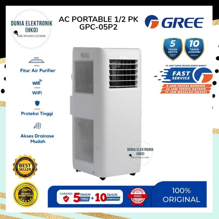Gambar AC PORTABLE GREE GPC-05P2 1/2 PK | ac portable gree 1/2 pk gpc 05p2 goldfin r290 dari Dunia Elektronik Mall Kota Bekasi Tokopedia