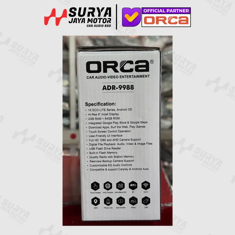 ORCA Eco lite 1K Series 9" Inch 2/64 ADR-9988 Head Unit, QLED, Android 13, wired wireless Carplay & Android auto orca eco lite 6