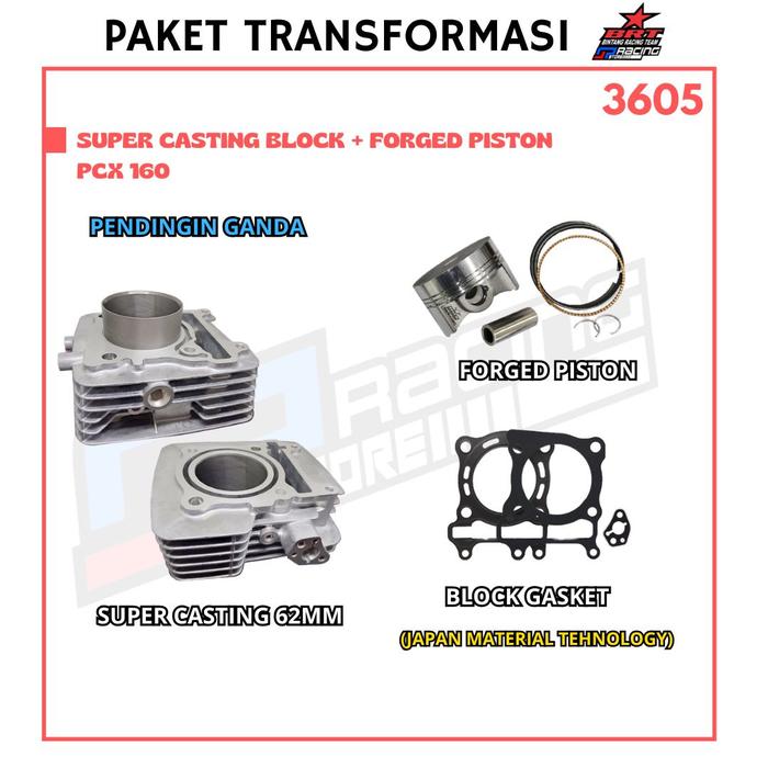 Gambar Paket Bore UP BRT Vario 160/PCX 160 Blok Piston 62 Double Cooler-3605 dari BRT GPRacing Store Kab. Bogor Tokopedia