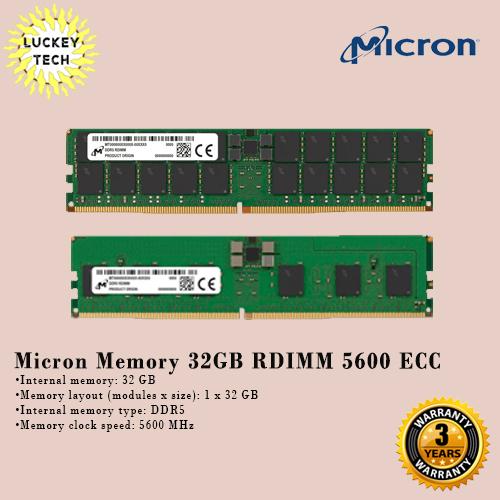 Jual Micron Memory 32GB RDIMM DDR5 5600 ECC | Server Memory - Kota