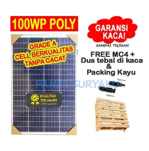 Solar Panel Surya 100wp Poly Solar Cell 100wp Poly FREE Packing Kayu ORIGINAL