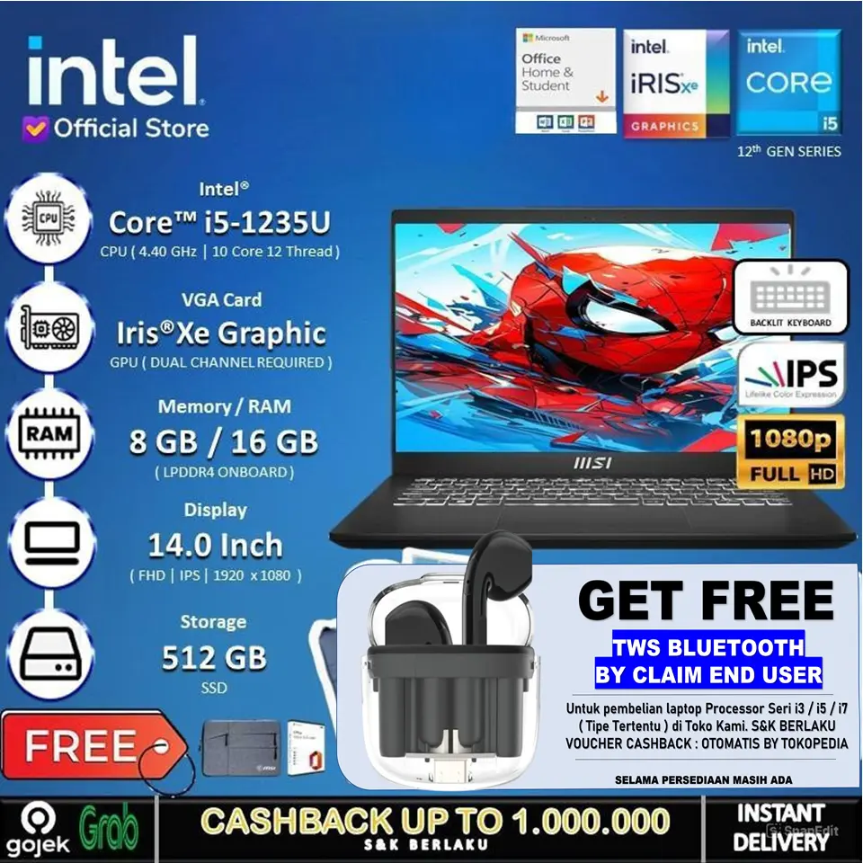MSI Modern 14 C12MO - I5 1235U 8GB / 16GB 512SSD W11 OHS 14" FHD BLIT