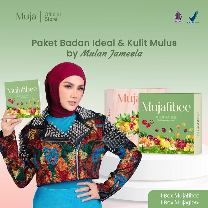 Gambar [PAKET 2 Box] 1 box Mujafibee Fiber Drink x 1 box Mujaglow Minuman Kolagen dan Fiber by Mulan Jameela suplemen kulit dari Muja Beauty Kota Bandung Tokopedia