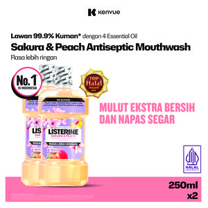 [Exclusive On Tiktok Shop] LISTERINE Sakura & Peach Antiseptic Mouthwash / Obat Kumur Antiseptik Lawan Bau Mulut- 250 ml (PAKET ISI 2)