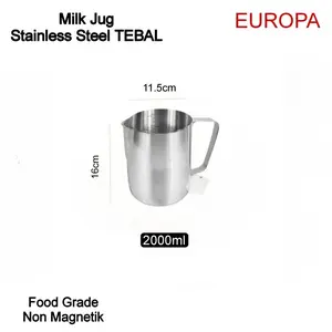 Gelas Ukur Stainless Non Magnetik Tebal 1500ml / 2000ml Europa Milk Jug