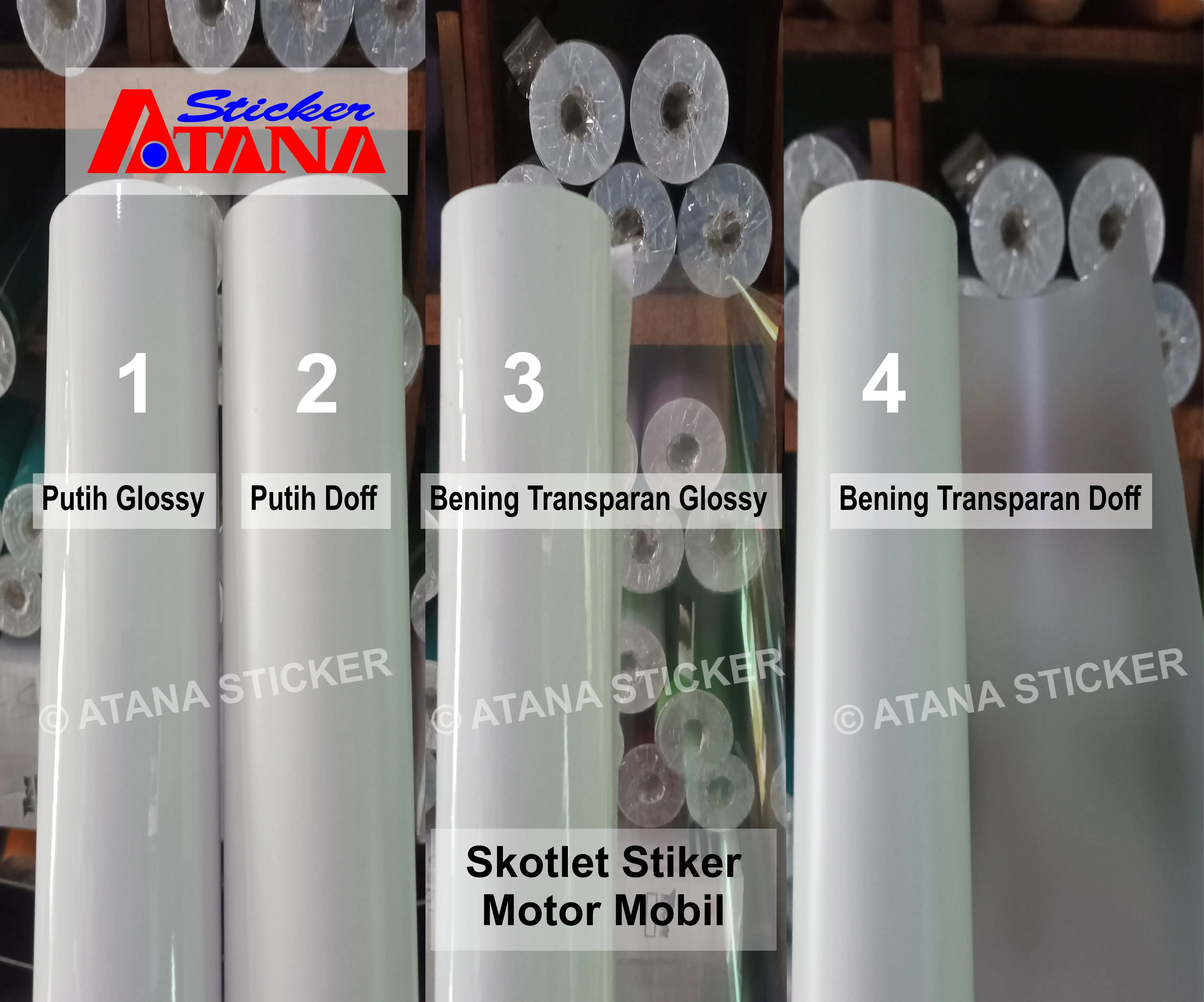 Skotlet Putih Glossy Doff Transparan Bening Tembus Stiker Decal Motor