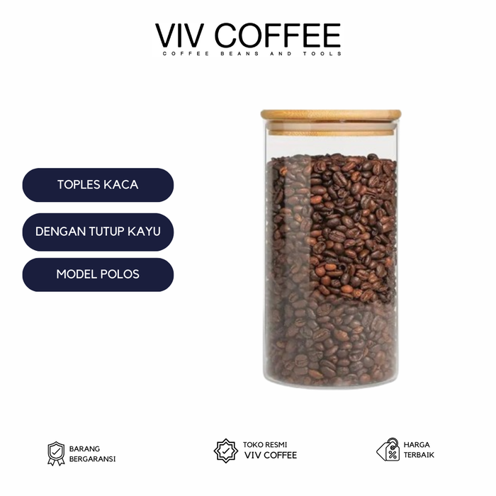 Gambar Toples Kopi Kaca Kedap Udara Tutup Kayu Polos - 100ml dari Viv Coffee Kota Administrasi Jakarta Barat Tokopedia