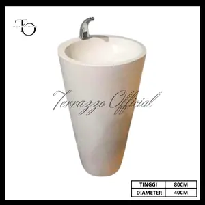Washtafel Cuci Tangan Model Vas Terrazzo I Wastafel Teraso Glossy Portable Putih Marmer