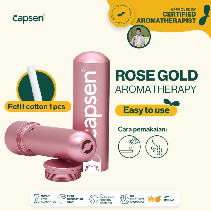 Capsen Inhaler Rose Gold Custom DIY Nassal Diffuser Hidung Essential Oilh - Rose Gold, PeppermintAroma