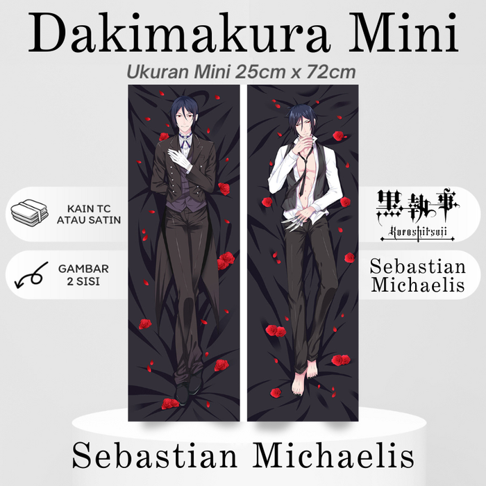 Pillow Cover Sebastian Michaelis Dakimakura Black Butler Characters Sebastian Michaelis And Ciel Phantomhive Body  PillowCase Kuroshitsuji Grell Sutcliff Dakimakura