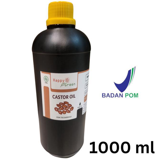 HAPPY GREEN Castor Oil - Minyak Jarak 1000 ml 100% Murni Carrier Oil - 500 ml