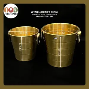 Wine Bucket / Ice Bucket Warna Emas / Wadah Ember Botol Wine Es Batu Stainless Steel Gold Color / Ukuran 18x17cm / Ukuran 20x20cm