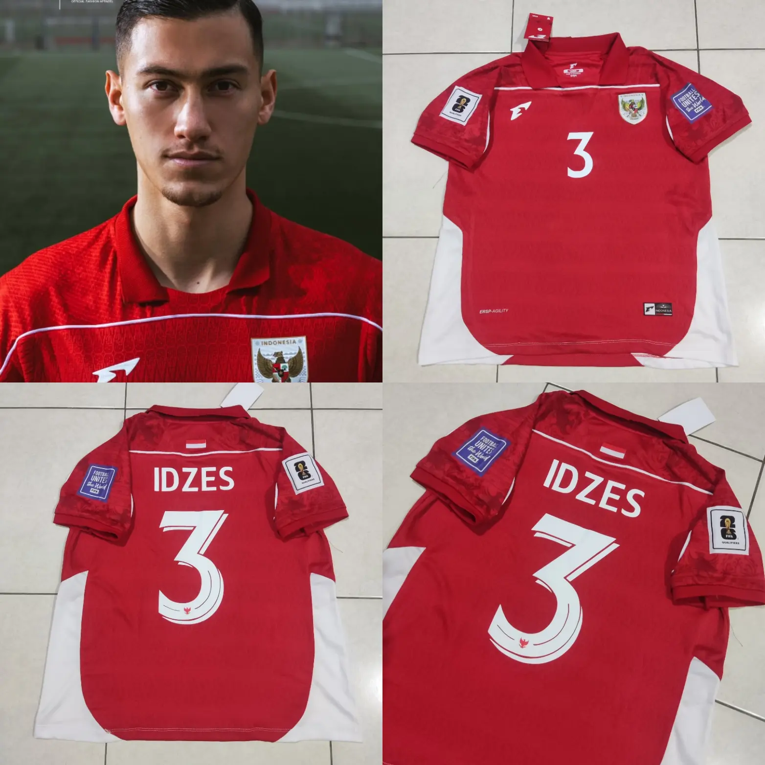 JERSEY BAJU BOLA TIMNAS INDONESIA HOME 2024 FULLPATCH + NAMESET