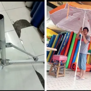 payung tenda ukuran 42 inchi warna Oren polos UV + kaki besi lipat