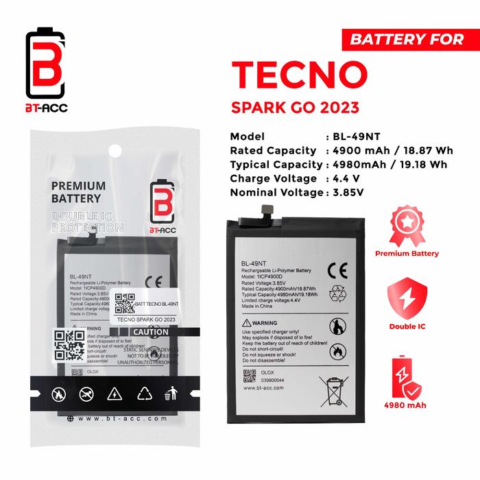 Gambar BT-ACC Battery Baterai For Spark Go 2023 / Tecno BL-49NT dari BT-ACC Kota Administrasi Jakarta Utara Tokopedia