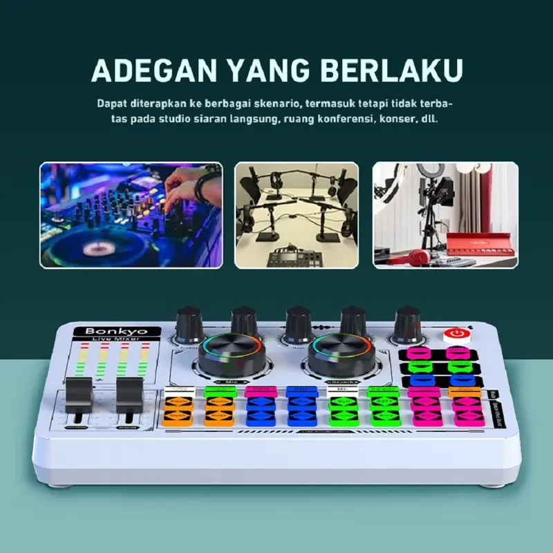 Soundcard Live Streaming Media Sosial Live Karaoke Sound Card Bonkyo F999 Mixer Audio Soundsystem Karaoke Live Streming Souncard MKC Kimiso Soundcard Live Tiktok 6