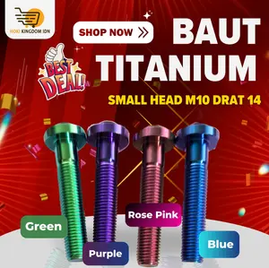 Baut Titanium Big Head Gr5 M10 x 10 15 20 25 30 35 40 drat 14 Asli Thai