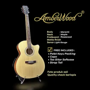 Gitar Akustik AMBERWOOD - Verdant Series VE-GA02 - Acoustic Guitar - Free Softcase Capo Strap Pallet Kayu