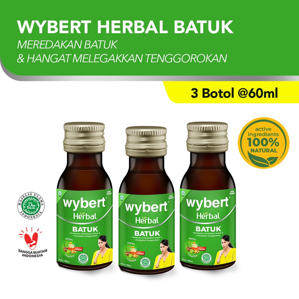 Wybert Herbal Batuk Syrup Botol 60ml isi 3pcs [12.2027]