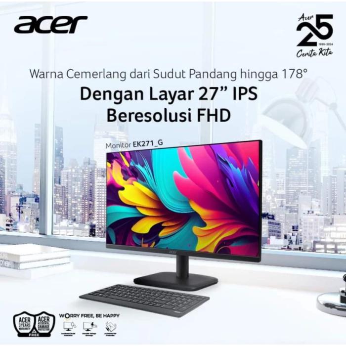 Gambar Monitor Acer LED IPS EK271G - Full HD 27" Inch 120Hz dari Pazcom Kota Administrasi Jakarta Pusat Tokopedia