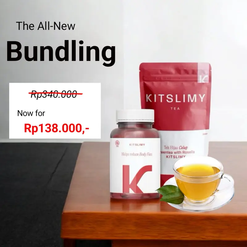 Kitslimy Asli Minuman Green Tea Combo Anti Insecure - Bonus Meteran Gelas 0