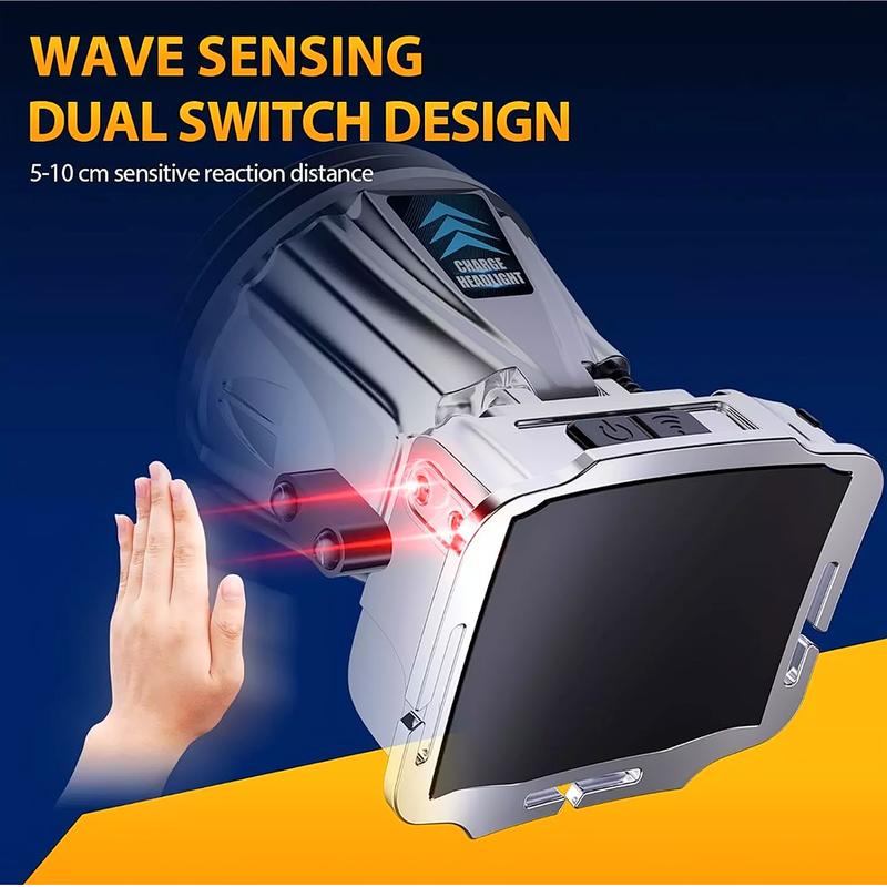 T-998 Senter Kepala Headlamp Lampu Sensor Gerak Super Terang 300 500W Outdoor Camping Berburu Hiking USB Rechargeable Waterproof 5