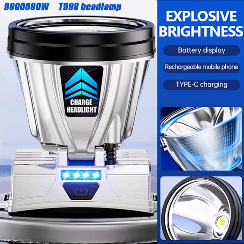 T-998 Senter Kepala Headlamp Lampu Sensor Gerak Super Terang 300 500W Outdoor Camping Berburu Hiking USB Rechargeable Waterproof 4