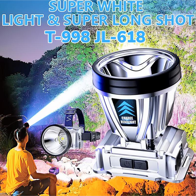 T-998 Senter Kepala Headlamp Lampu Sensor Gerak Super Terang 300 500W Outdoor Camping Berburu Hiking USB Rechargeable Waterproof 2