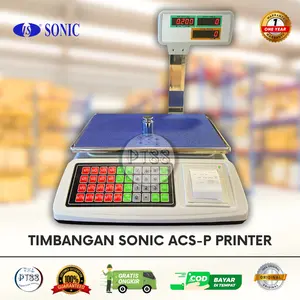 Timbangan printer digital 50kg, timbangan buah print SONIC ACS P 50kg