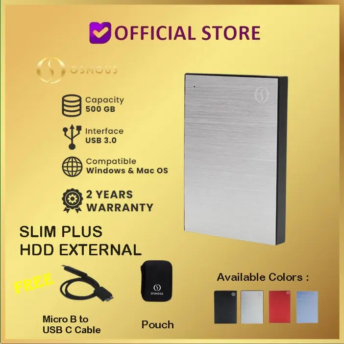 Hardisk External Osmous Slim Plus 500GB USB 3.0 Portable Storage