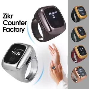Frankybee Cincin Tasbih Zikr Ring Tasbih Digital LED Tasbih Rechargable Battery Hand Tally Counter With Date Time Vibrate Remind Prayer Zikr