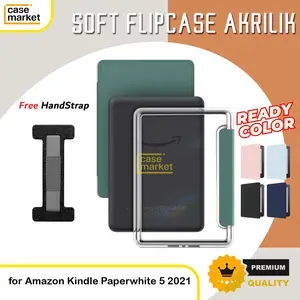 PELINDUNG / COVER for Case Amazon Kindle Paperwhite 5 Gen 11th 2021 Clear  Casing Flipcase Bening Full  Protection Akrilik Transparan Sarung Bonus Hand Strap