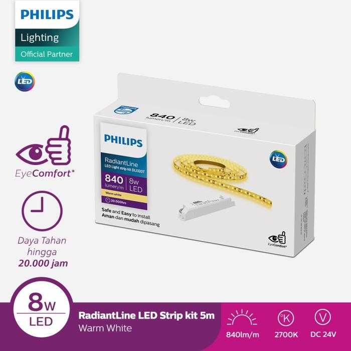 Gambar Philips Lampu Radiantline LED Strip DLI320T 5M 8W 2700K 24V Kuning dari Philips lighting Surabaya Kota Administrasi Jakarta Timur Tokopedia
