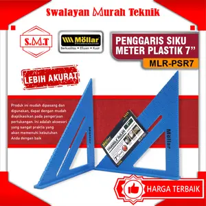 Penggaris Siku Meter Plastik 7" MOLLAR PSR7 Triangle Ruler Tukang Kayu